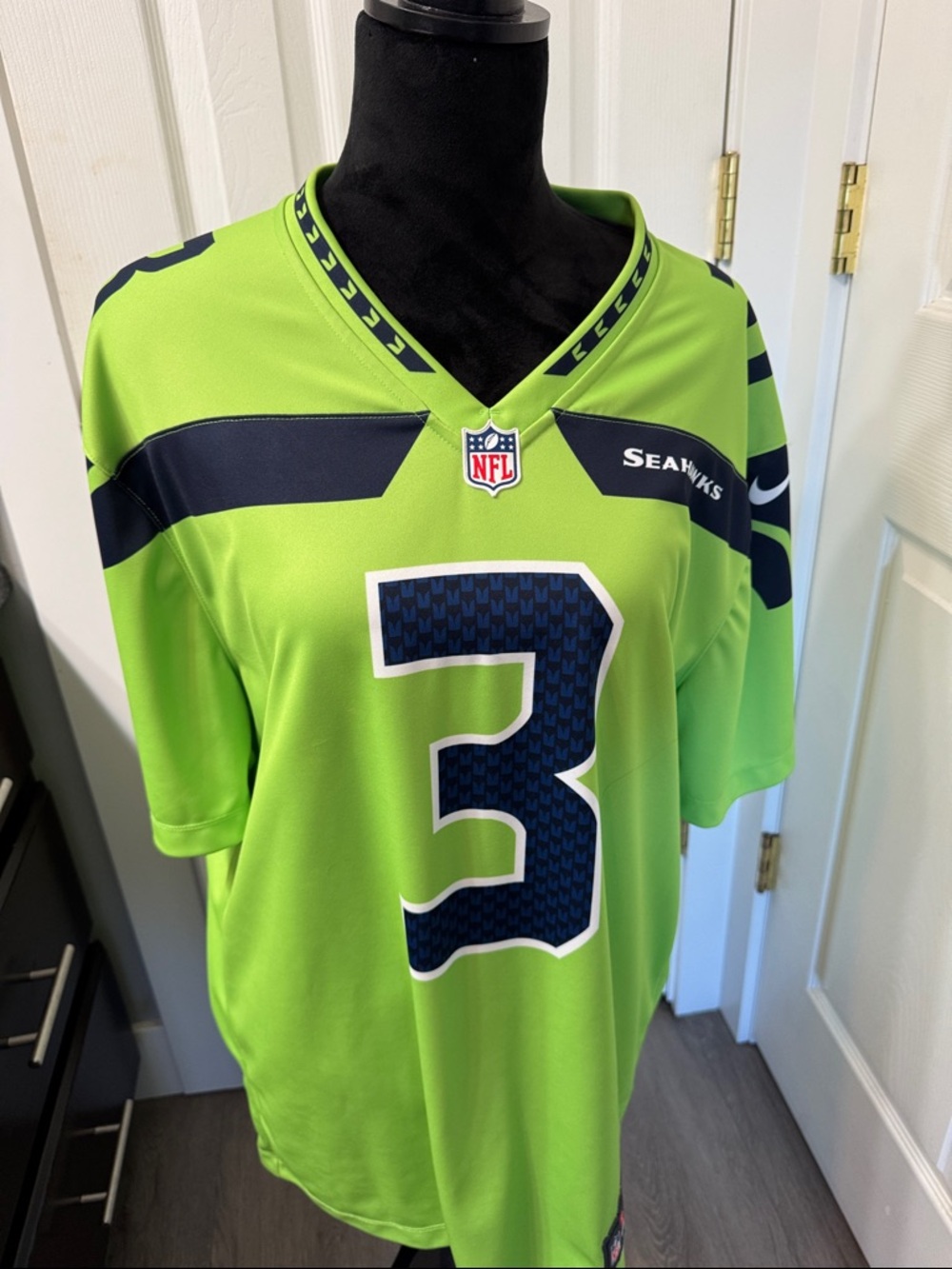 NFL Neon Green and Navy Seahawks #3 Game Jersey